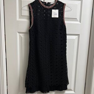 NWT Sandro Franck Black Lace Sleeveless Dress
